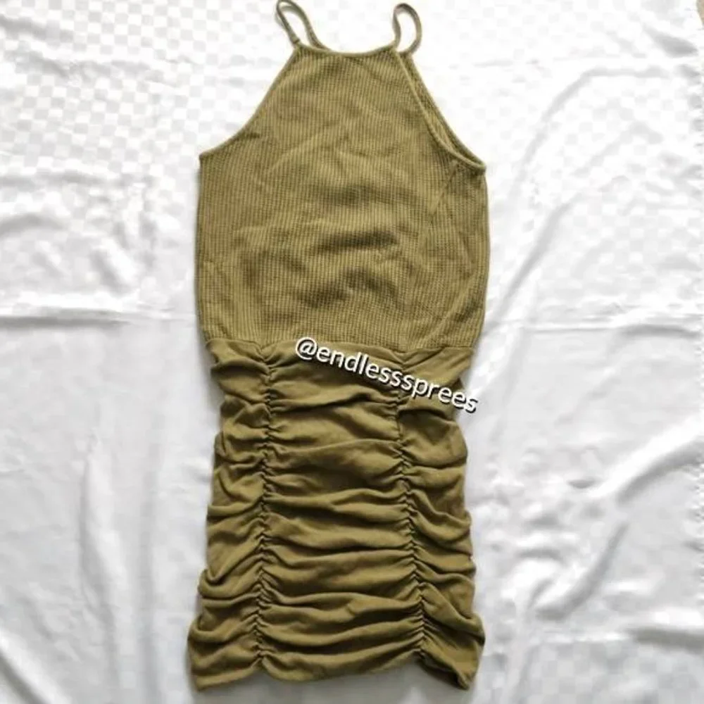 Free People Katya Thermal Mini Dress in Olive Green - Picture 6 of 7